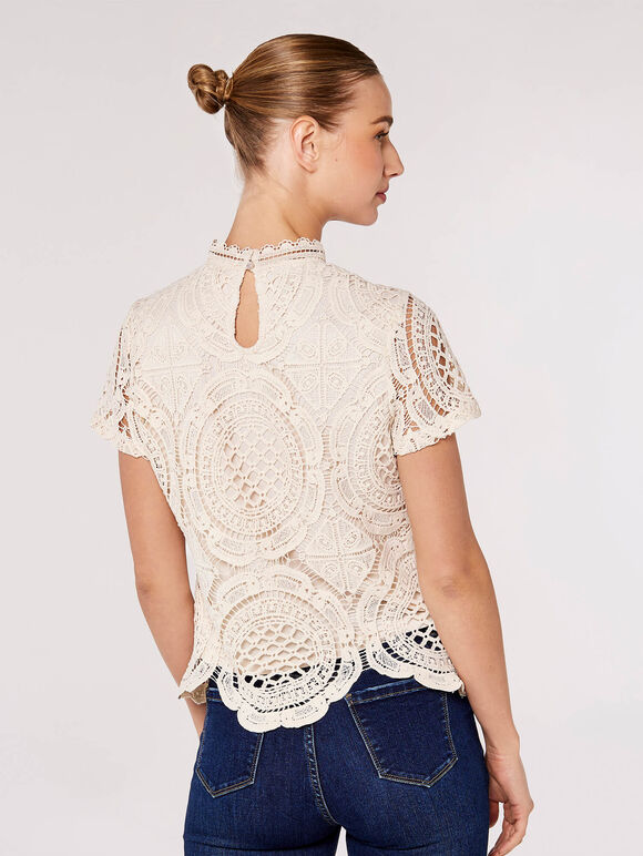 High Neck Lace Top | Apricot Clothing