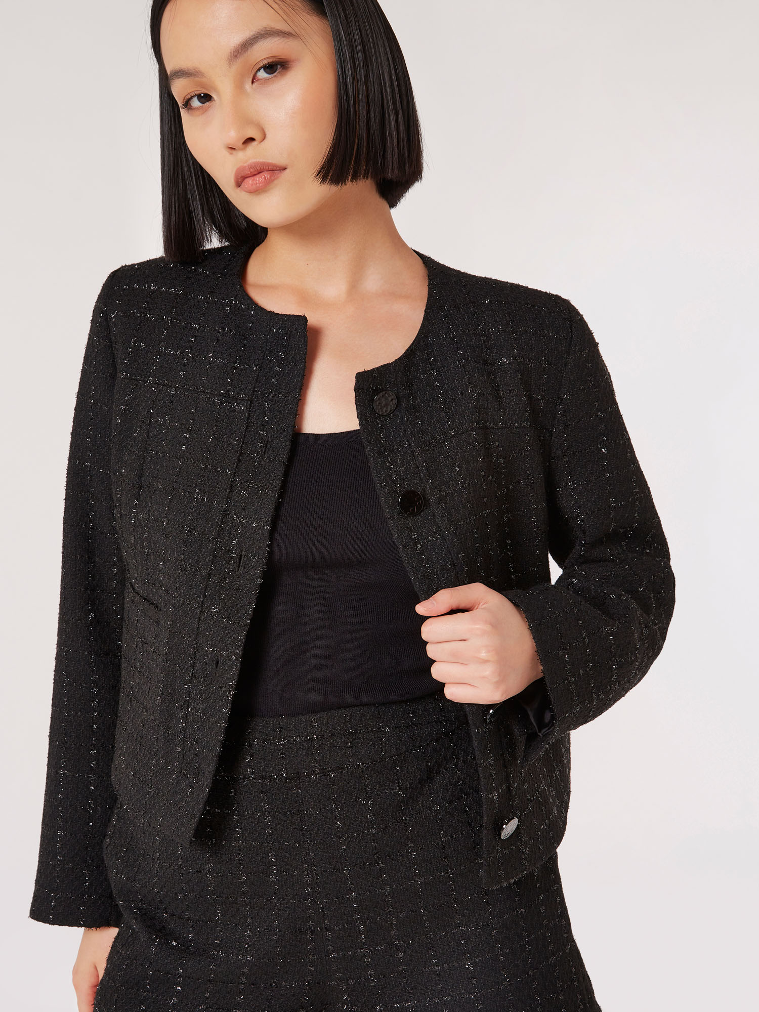 Metallic Sparkle Tailored Tweed Jacket | Apricot Clothing